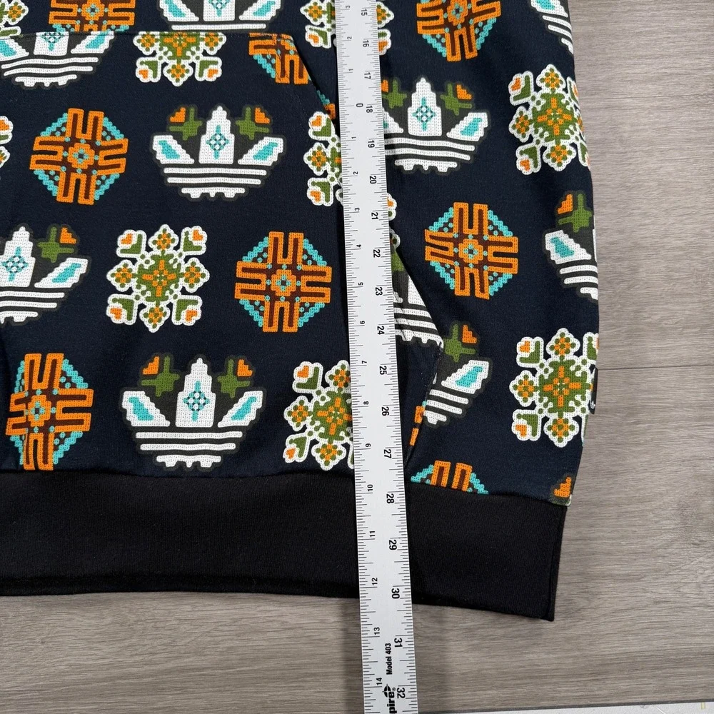 Adidas Originals AOP Trefoil Hoodie JW1085 Black Multicolor Pixel Geo Men's 2XL